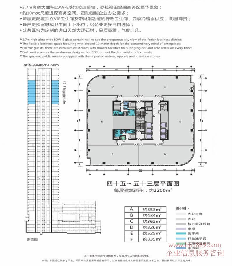 四十五到五十三層平面圖